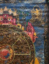 Wheel Of Life Thangka, Buddhist Traditional Painting, Tibetan Style, [real Gold], [oiled Thangka], [old Stock], [rare Find]
