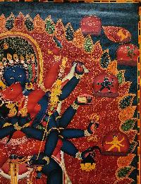 Chakrasamvara [newari] Thangka, Buddhist Traditional Painting, Tibetan Style, [oiled Thangka], [old Stock]