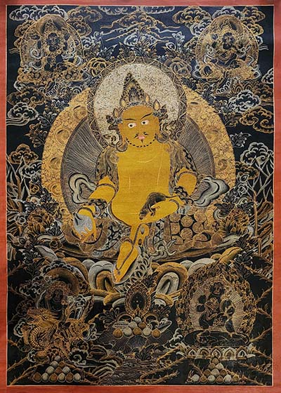 Five Jambhala Thangka, [good Quality], Buddhist Traditional Painting, Tibetan Style, [oiled Thangka], [old Stock]