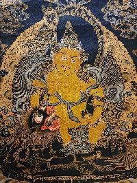 Jambhala: Namtose Thangka, Buddhist Traditional Painting, Tibetan Style, [real Gold], [oiled Thangka], [old Stock]