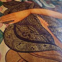 Shakyamuni Buddha Thangka, Buddhist Traditional Painting, Tibetan Style, [real Gold], [oiled Thangka], [old Stock]