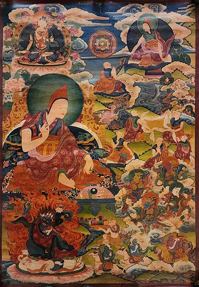 Atisha Dipankara Shrijnana Thangka, Buddhist Traditional Painting, Tibetan Style, [real Gold], [oiled Thangka], [old Stock] Atisa
