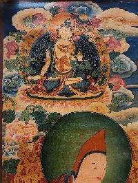 Atisha Dipankara Shrijnana Thangka, Buddhist Traditional Painting, Tibetan Style, [real Gold], [oiled Thangka], [old Stock] Atisa
