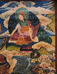 Atisha Dipankara Shrijnana Thangka, Buddhist Traditional Painting, Tibetan Style, [real Gold], [oiled Thangka], [old Stock] Atisa