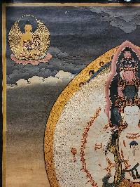 Sahasrabhuja Avalokitesvara Thangka, Buddhist Traditional Painting, Tibetan Style, [real Gold], [oiled Thangka], [old Stock]