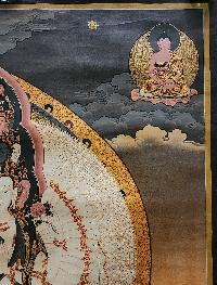 Sahasrabhuja Avalokitesvara Thangka, Buddhist Traditional Painting, Tibetan Style, [real Gold], [oiled Thangka], [old Stock]