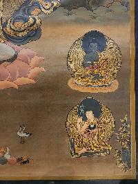 Sahasrabhuja Avalokitesvara Thangka, Buddhist Traditional Painting, Tibetan Style, [real Gold], [oiled Thangka], [old Stock]