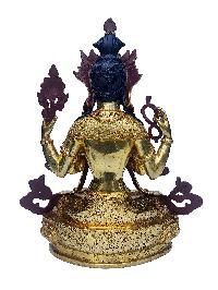 Chenrezig - Avalokitesvara, Buddhist Handmade Statue, [face Painted], [gold Plated]
