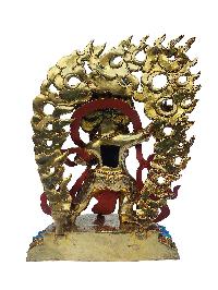 Vajrapani, Buddhist Handmade Statue, [face Painted], [gold Plated], [stone Setting]
