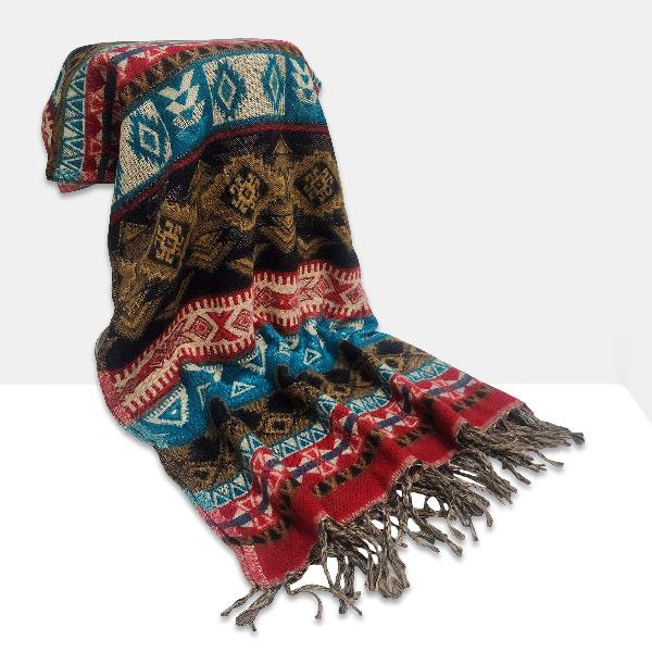 Dhaka Shawl, Multicolor Durable Acrylic Shawl With Various Patterns