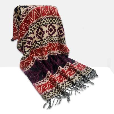 Dhaka Shawl, Multicolor Durable Acrylic Shawl With Geomatric Patterns