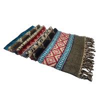 Dhaka Shawl, Multicolor Durable Acrylic Shawl With Snow Flake Patterns, Winter Theme