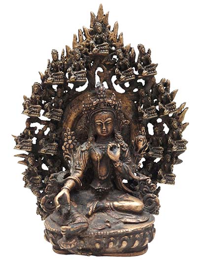 21 Green Tara, Buddhist Handmade Statue, [antique Finishing]
