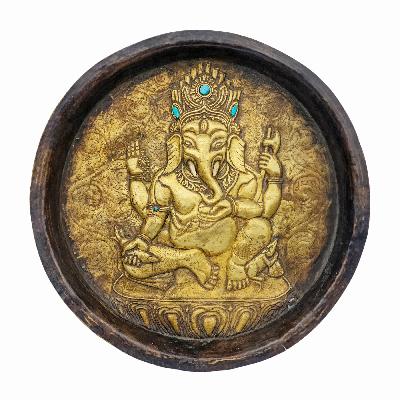 Ganesh, Buddhist Handmade Wall Hanging, [stone Setting], [rare Find]