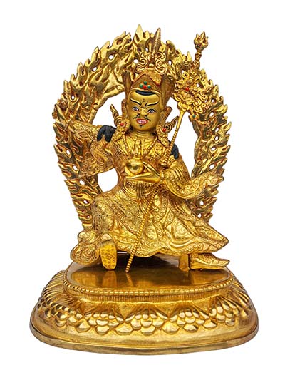 Standing Padmasambhava - Guru Rinpoche, Buddhist Handmade Statue, [face Painted], [gold Plated], [rare Find]