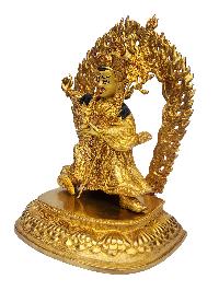 Standing Padmasambhava - Guru Rinpoche, Buddhist Handmade Statue, [face Painted], [gold Plated], [rare Find]