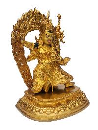Standing Padmasambhava - Guru Rinpoche, Buddhist Handmade Statue, [face Painted], [gold Plated], [rare Find]