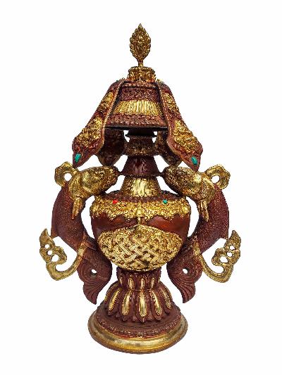 Purana Kalas, Buddhist Ritual Item, [gold Plated], [stone Setting], [partly Gold Plated], [rare Find], [master Quality]