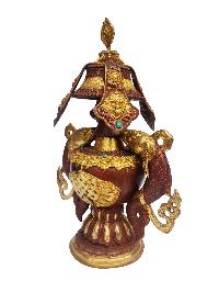 Purana Kalas, Buddhist Ritual Item, [gold Plated], [stone Setting], [partly Gold Plated], [rare Find], [master Quality]