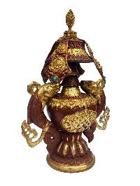 Purana Kalas, Buddhist Ritual Item, [gold Plated], [stone Setting], [partly Gold Plated], [rare Find], [master Quality]