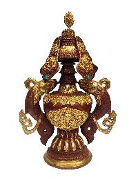 Purana Kalas, Buddhist Ritual Item, [gold Plated], [stone Setting], [partly Gold Plated], [rare Find], [master Quality]