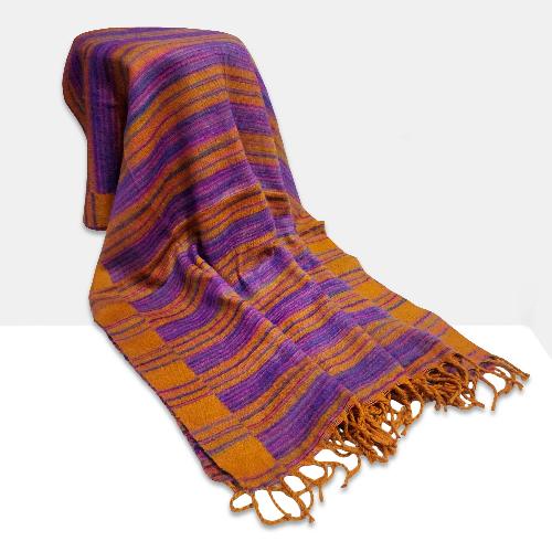 Tibet Shawl, Unleash Your Creativity With Acrylic Woolen Shawls In Pumpkin Orange Color And Stripes