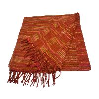 Tibet Shawl, Effortless Style: Acrylic Woolen Shawls For The Modern Fashionista In Rust Brown Color And Stripes