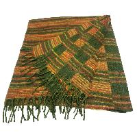 Tibet Shawl, Dress To Impress: Acrylic Woolen Shawls For Any Occasion, In Dark Forest Green Color And Stripes