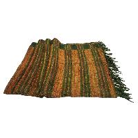Tibet Shawl, Elevate Your Outfit With Acrylic Woolen Shawls, In Dark Olive Green
 Color And Stripes