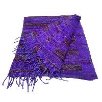 Tibet Shawl, Wrap Yourself In Softness: Acrylic Woolen Shawls In Electric Indigo
 Color And Stripes