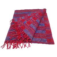 Tibet Shawl, Brighten Up Your Outfit With Vibrant Acrylic Woolen Shawls, In Raspberry
 Color And Stripes