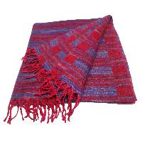 Tibet Shawl, Stay Fashionable And Cozy With Acrylic Woolen Shawls In Raspberry
 Color And Stripes