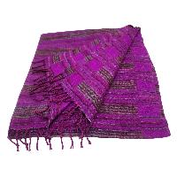 Tibet Shawl, Experience The Luxury Of Acrylic Woolen Shawls In Deep Magenta
 Color And Stripes