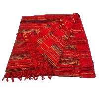 Tibet Shawl, Durable Elegance: Acrylic Woolen Shawls For All Seasons In Crimson Color And Stripes