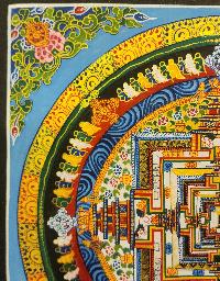 Kalachakra Mandala Thangka, Buddhist Traditional Painting, Tibetan Style In Blue Color