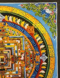 Kalachakra Mandala Thangka, Buddhist Traditional Painting, Tibetan Style In Blue Color