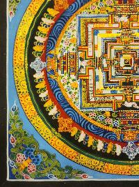 Kalachakra Mandala Thangka, Buddhist Traditional Painting, Tibetan Style In Blue Color