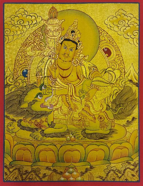 Jambhala: Namtose Thangka, Buddhist Traditional Painting, [real Gold], Tibetan Style, [lhyape]
