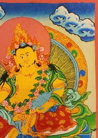 Yellow Jambhala Thangka, Buddhist Traditional Painting, Tibetan Style