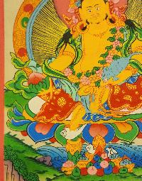 Yellow Jambhala Thangka, Buddhist Traditional Painting, Tibetan Style
