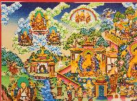 Refuse Tree Shakyamuni Buddha Thangka, [master Quality], [mix Gold], [rare Find], Horizontal Thangka With Various Teachers