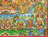 Refuse Tree Shakyamuni Buddha Thangka, [master Quality], [mix Gold], [rare Find], Horizontal Thangka With Various Teachers