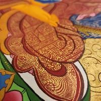 Shakyamuni Buddha Thangka, [master Quality], [mix Gold], [rare Find], Horizontal Thangka With Various Teacher And Bodhisattvas