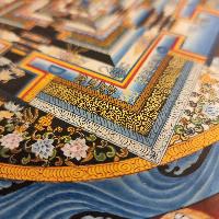 Kalachakra Mandala Thangka, Buddhist Traditional Painting, Tibetan Style, [real Gold], In Yellow Color Base