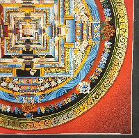 Kalachakra Mandala Thangka, Buddhist Traditional Painting, Tibetan Style, [real Gold], In Red Color Base