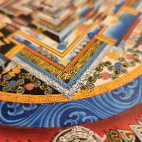 Kalachakra Mandala Thangka, Buddhist Traditional Painting, Tibetan Style, [real Gold], In Red Color