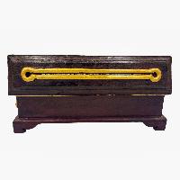 Wooden Incense Burner And Holder, With Om Mane Mantra, [painted], Hand Carved