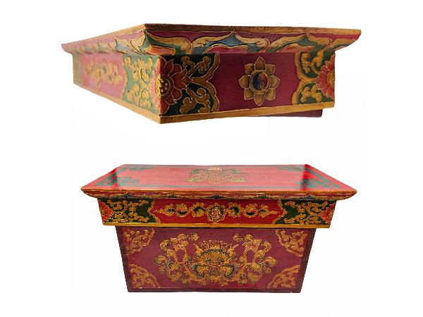 Tibetan Foldable Meditational Table, Wooden, [painted], Hand Carved