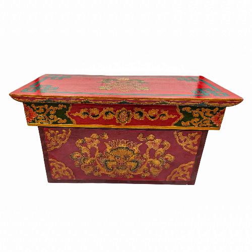 Tibetan Foldable Meditational Table, Wooden, [painted], Hand Carved