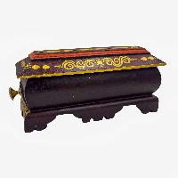 Wooden Incense Burner And Holder, With Ashtamangala Painted